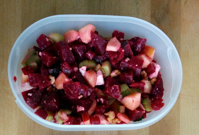 Salade biet feta walnoten