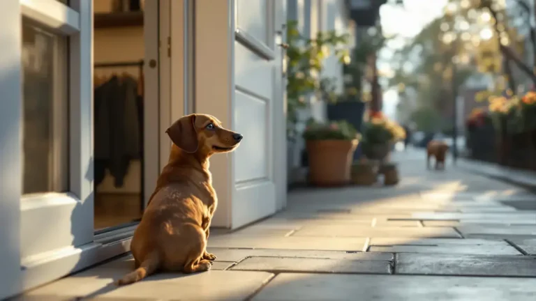 Elke ochtend wacht deze Teckel trouw op zijn buurman voor de deur een ontroerend tafereel om te zien